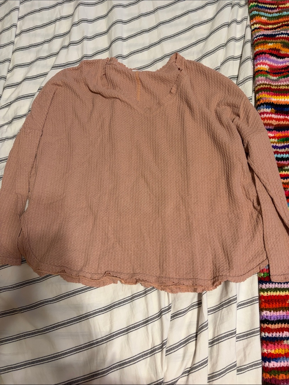 Urban Outfitters Dusty Rose Waffle Knit Long Sleeve Sweater